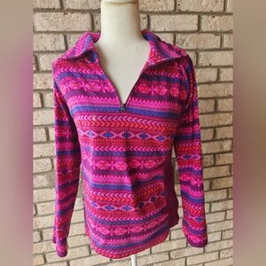 Columbia quarter zip pink,blue,purple aztec fleece pullover Small